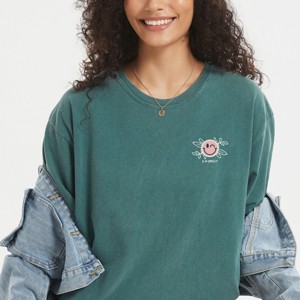 S.W.Smiley Nature Doesn't Need Wi-Fi - Women's Garment Dyed Graphic T-Shirt - 1 of 4