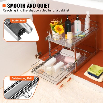 Chrome-Plated Steel 2-Tier Pull Out Cabinet Organizer