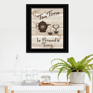 ChicFurnit Wall Art Tea Time Is Friends Time Framed Print Inspirational Black Frame for Living Room, Multicolor, 11"*1"*15" - 1 of 4