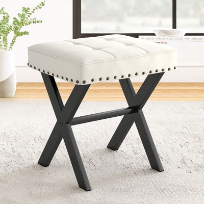 Arceso Ottoman Foot Stool Vanity Stool, Square X-Leg Foot Rest Ottoman Makeup Stool, Small Stool Chair for Vanity,for Makeup Room, Living Room