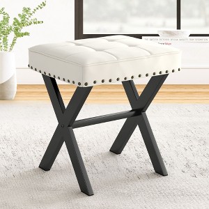 Arceso Ottoman Foot Stool Vanity Stool, Square X-Leg Foot Rest Ottoman Makeup Stool, Small Stool Chair for Vanity,for Makeup Room, Living Room - 1 of 4