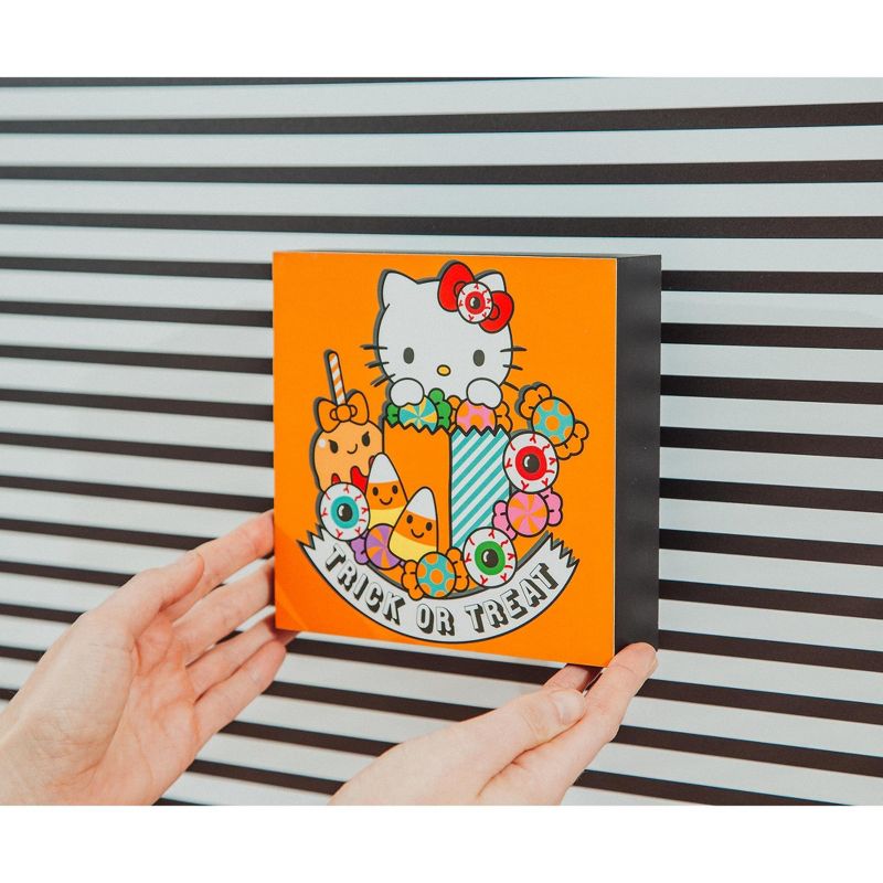 Silver Buffalo Sanrio Hello Kitty "Trick Or Treat" Wooden Box Sign | 6 x 6 Inches, 3 of 8
