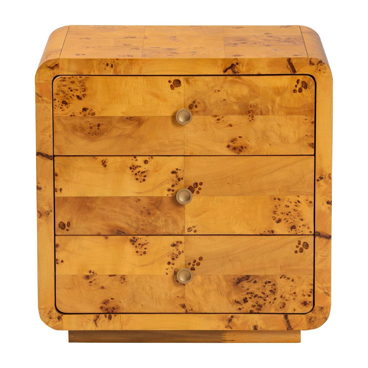 bali & pari Netra Real Burl Wood 3 Drawer Nightstand Light Mappa Burl - thumbnail 3