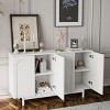 NicBex 59.06 Inch 4-Door Intaglio Storage Cabinet with Pine Legs and Solid Wood Pulls for Living Room and Entryway - 2 of 4