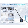 30"Heavy Duty Wheeled Snow Shovel,Adjustable Metal Snow Pusher with 5-Position Handle & Multi-Angle Carbon Steel Blade - 4 of 4