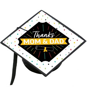 Big Dot of Happiness Thanks Mom and Dad - Graduation Cap Decorations Kit - Grad Cap Cover - 1 of 4