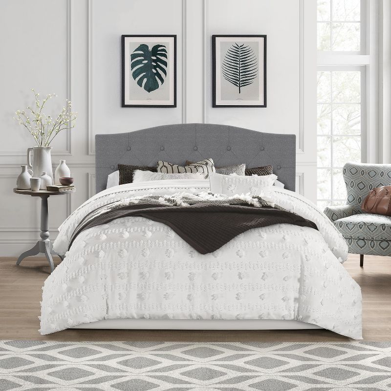 Full/Queen Provence Upholstered Arch Adjustable Tufted Headboard with Frame Glacier Gray Fabric - Hillsdale Furniture, 3 of 11