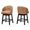 2pc Theron Faux Leather and Wood Swivel Counter Stool Set - Baxton Studio - 2 of 4