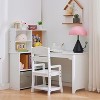 Kids Corner Desk, Desk and Chair Set for Children, L Shape Kids Study Table Features Bulletin Board Open Shelves Storage Cabinets and Cloth Drawers - 2 of 4