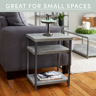 Gray Faux Concrete Slate Industrial Side Table