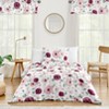 Sweet Jojo Designs Girl Twin Comforter Bedding Set Watercolor Floral Pink White and Green 2pc - 2 of 4