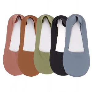 Anna-Kaci 5 Pairs Women Ice Silk Low Cut Liner Socks Deep Cut Design Anti-Slip Cotton Sole Breathable Invisible Socks for Flats - 1 of 4
