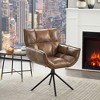 Beautyolove Dark Brown Faux Leather Upholstered Swivel Accent Chair Armchair Home Office Chair - 3 of 4