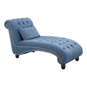 Linda Oversized Tufted Chaise Lounge Blue - Abbyson Living