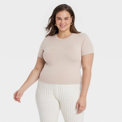 Women's Slim Fit Short Sleeve Seamless Baby T-Shirt - A New Day™