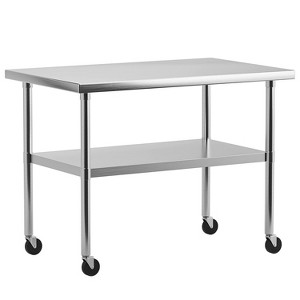 Stainless Steel Table, Heavy-Duty Metal Commercial Prep Table with Open Storage Racks for Restaurant Kitchens, Home, Hotels, Food Preparation - 1 of 4