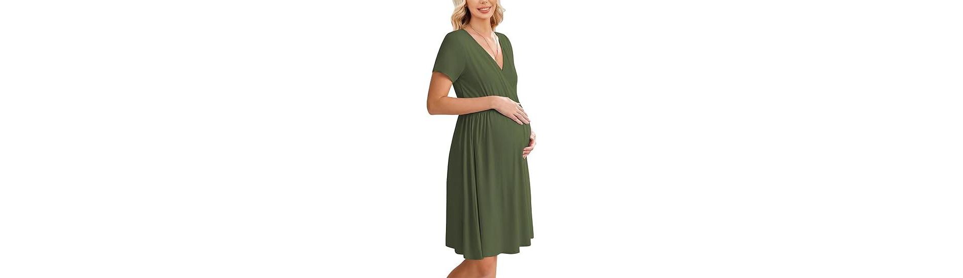 Ekouaer Women 3 in 1 Labor and Delivery Gown Split Front Flap Maternity Hospital Dress Nursing Nightgown for Breastfeeding
