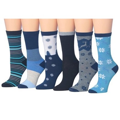 Tipi Toe Women's 6-Pairs Funky Stripes Eyes Confetti Cartoon Mouth Colorful Patterned Crew Dress Socks