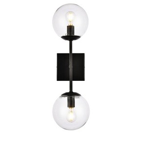 Elegant Lighting Neri 2 lights black and clear glass wall sconce - 1 of 4