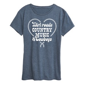 Women's - Instant Message - Dirt Roads, Country Music, & Cowboys Short Sleeve Graphic T-Shirt - 1 of 4