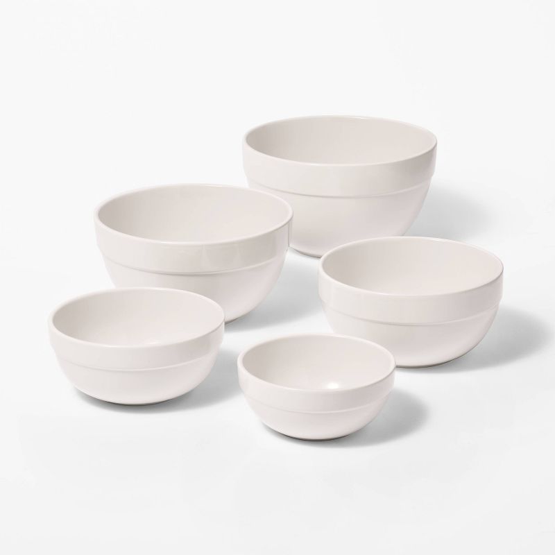 5pc Earthenware Ceramic Mixing Bowl Set - Figmint™, 1 of 10
