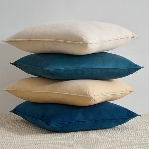 4pcs Set Soft Velvet Throw Pillow Covers Versatile for All Seasons - Perfect for Couch, Sofa & Bed Decor - 1 of 4