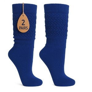 2 Pairs Women's Slouchy Scrunch Knee-High Boot Socks for Casual Wear and Comfort - 1 of 4