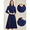 Allegra K Women's Long Sleeve Mock Neck A-Line Flowy Midi Pleated Shirt Dress - 2 of 4