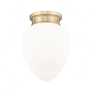 Gideon 1-Light Flush Mount Ceiling Light - Vintage Schoolhouse Glass, Dimmable, Damp Rated - 1 of 4