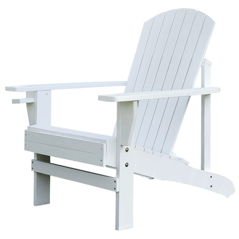 Outsunny Wooden Adirondack Chair Outdoor Classic Lounge Chair with Ergonomic Design & a Built-In Cup Holder for Patio Deck Backyard Fire Pit, 5 of 12