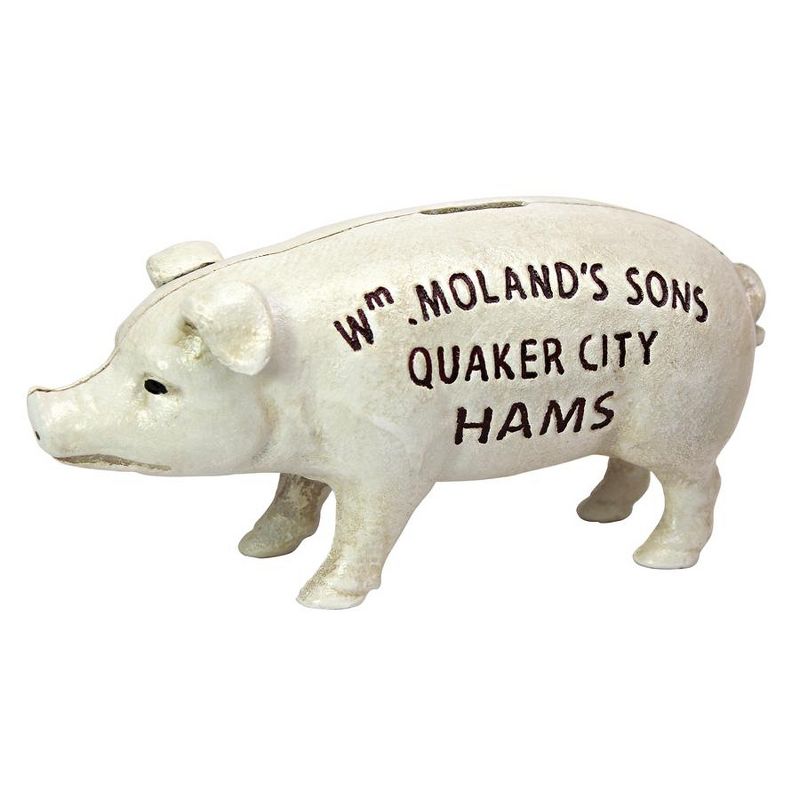 Design Toscano Quaker City Hams Pig Still Action die-Cast Iron Coin Bank, 1 of 6