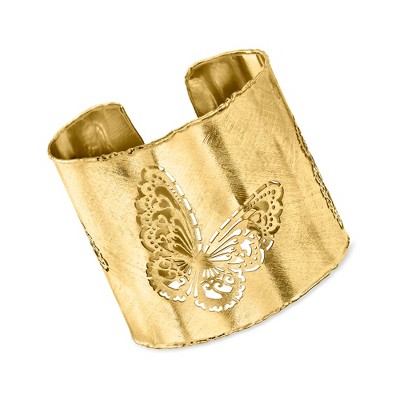 Ross-Simons Italian 18kt Gold Over Sterling Openwork Butterfly Cuff Bracelet Size 8