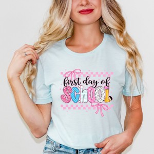 Simply Sage Market First Day Of School Checker Border Short Sleeve Tee - 1 of 4