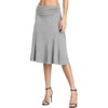 Coolmee Women's Ruched High Waist Knee Length Jersey A Line Stretchy Flared Casual Skirt - 2 of 4