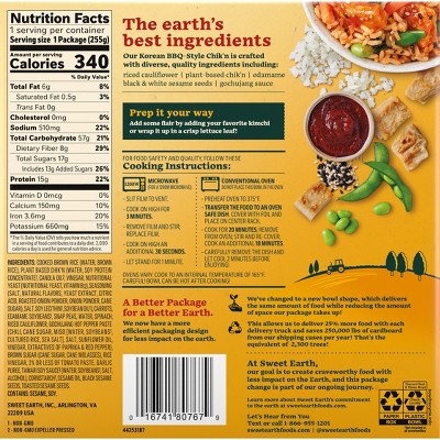 Sweet Earth Vegan Frozen Spicy Korean BBQ Chik&#39;n Bowl - 9oz