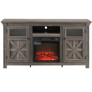 NicBex Modern 60.23 Inch Fireplace TV Stand Highboy Entertainment Center with 2 Doors & 18 Inch Electric Fireplace Insert for TV Up to 65 Inch - 1 of 4