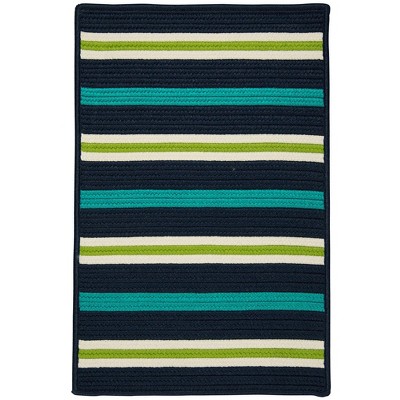 Colonial Mills Painter Stripe Braided Rug, Navy Waves 5'x7', Rectangle Shape