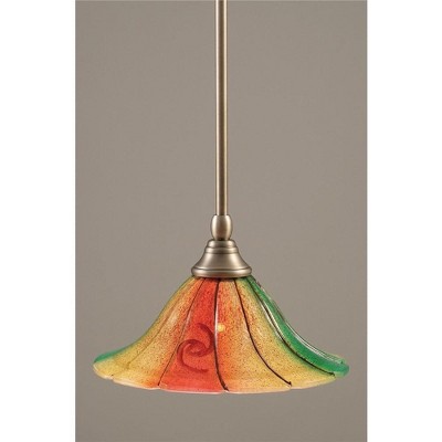 Toltec Lighting Any 1 - Light Pendant in  Brushed Nickel with 10" Mardi Gras Shade