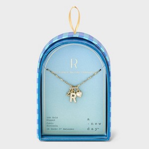 14K Gold Dipped Charm Initial Pendant Necklace - A New Day™ Gold - 1 of 4