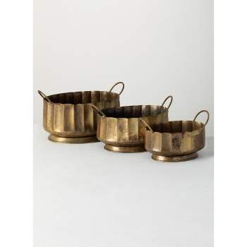 Sullivans Set Of 3 Decorative Iron Bowls 10"H, 9"H & 5"H Gold