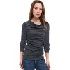 Allegra K Women's Cowl Neck Long Sleeves Buttons Decor Solid Ruched Top - 3 of 4
