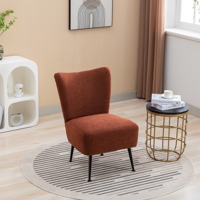Living Room Chairs, Armless Accent Chair with Rubber Wooden Legs Modern Upholstered Corner Side Chair for Living Room, Bedroom, Office, Hotel