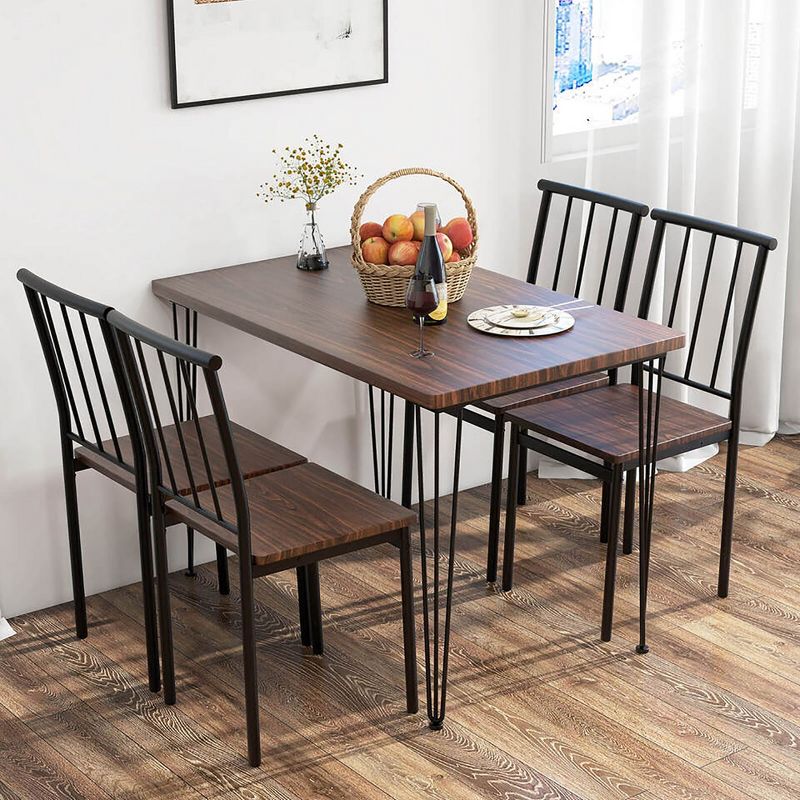 Tangkula 5-Piece Dining Table Set for Small Space Kitchen Table Set for 4 Walnut, 3 of 11