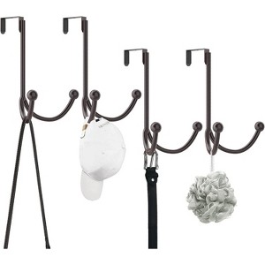 LunaLulinlk 4Packs Over The Door Double Hanger Hooks, Metal Twin Hooks Organizer for Hanging Coats, Hats, Robes, Towels- Brown - 1 of 4