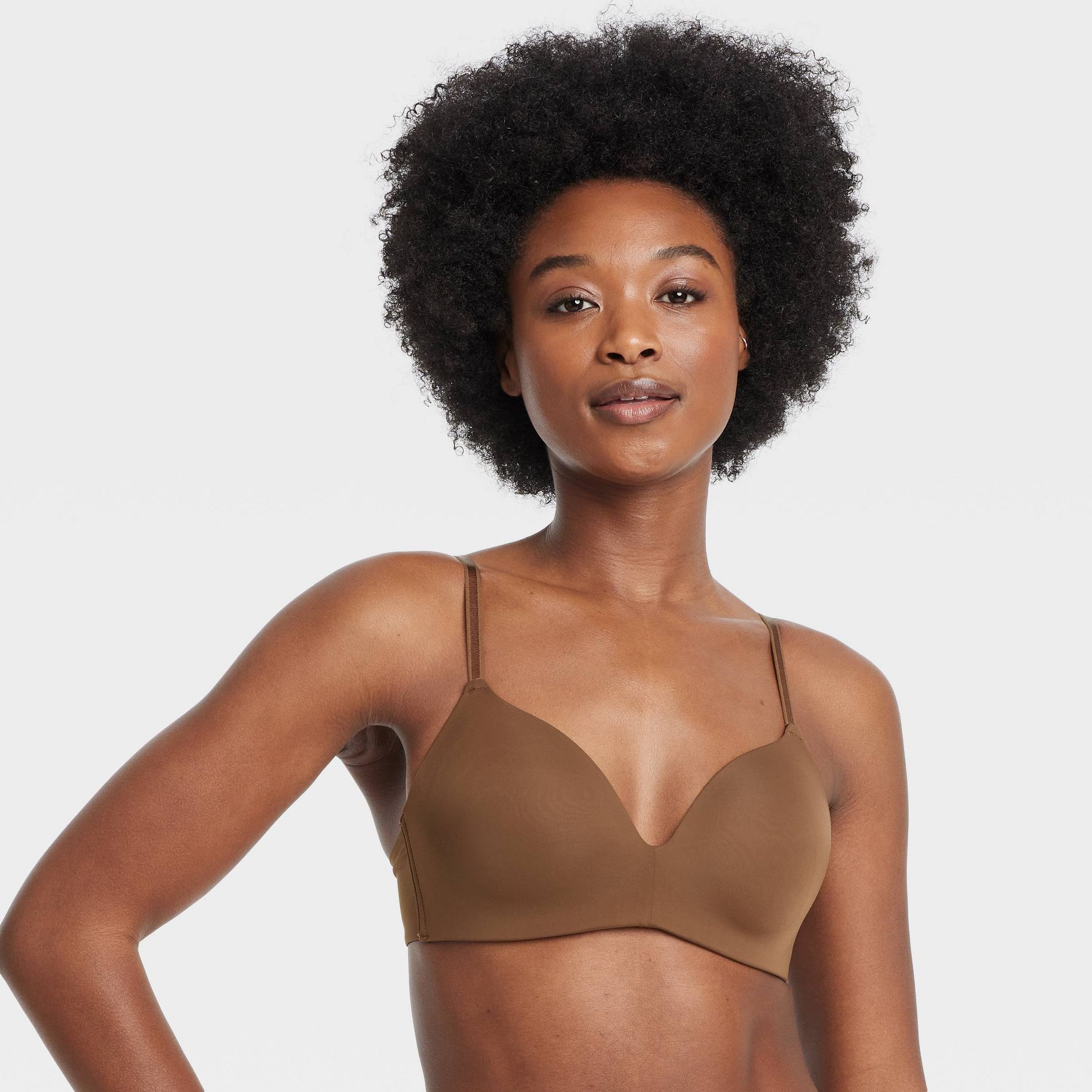 Women's Lightly Lined Wirefree Bra - Auden™ Sandbank Brown 32DDD: Medium Support, Molded Wireless Cups, Adjustable Straps