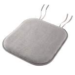 Memory Foam Chair Cushion-Square 16"x 16.25" Plush Chair Pad with Ties and PVC Dot Backing for Kitchen, Dining Room by Hastings Home (Gray)