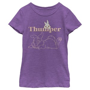 Girl's Bambi Thumper Line Art T-Shirt - 1 of 4