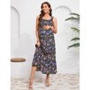 Women's Maternity Dress Boho Spaghetti Strap Square Neck Dress Floral Casual Ruffle Nursing Maxi Dress Baby Shower - 3 of 4