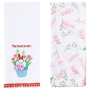 The Lakeside Collection Embroidered Kitchen Towels Bunny Peeps Set of 2 - 1 of 3