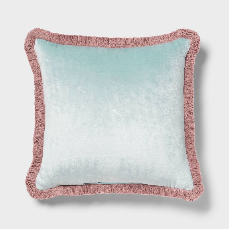 Boho Velvet Contrast Fringe Dec Pillow Square - Threshold™, 1 of 5